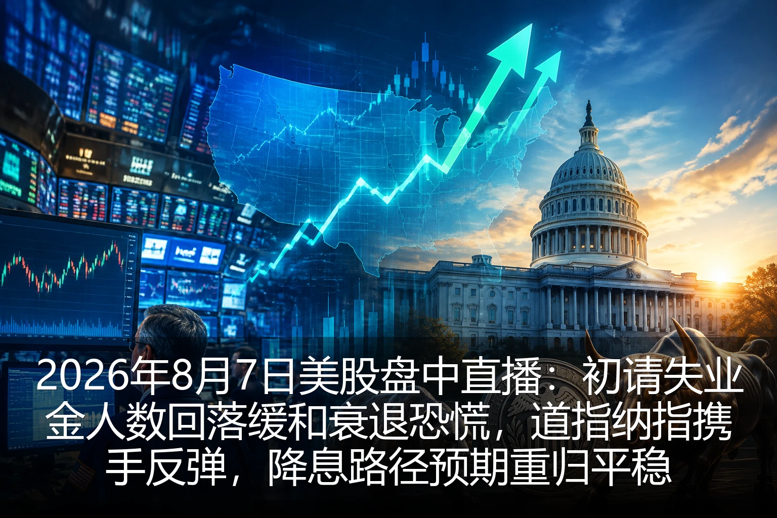 2026年8月7日美股盘中直播：初请失业金人数回落缓和衰退恐慌，道指纳指携手反弹，降息路径预期重归平稳