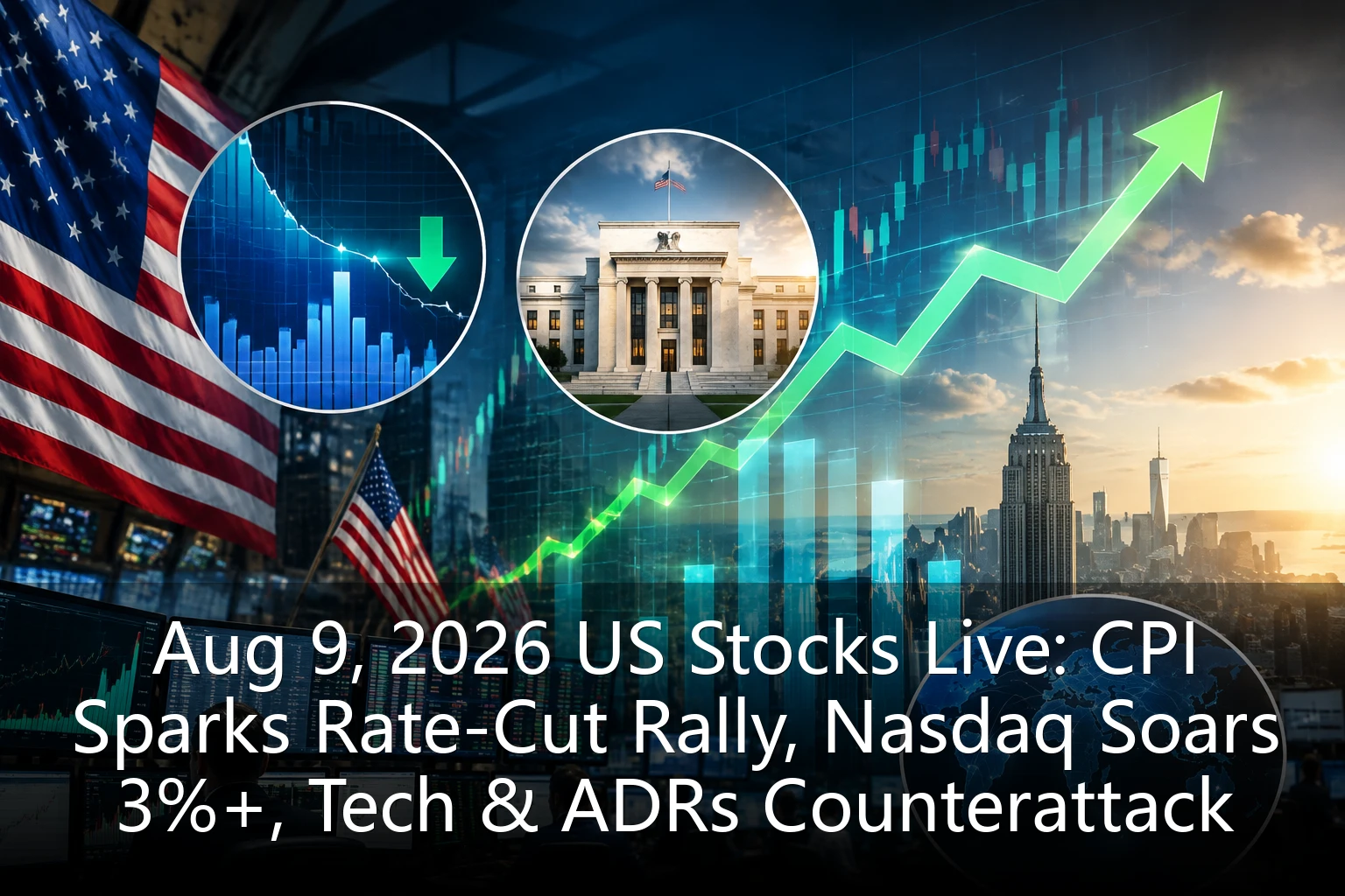 Aug 9, 2026 US Stocks Live: CPI Sparks Rate-Cut Rally, Nasdaq Soars 3%+, Tech & ADRs Counterattack