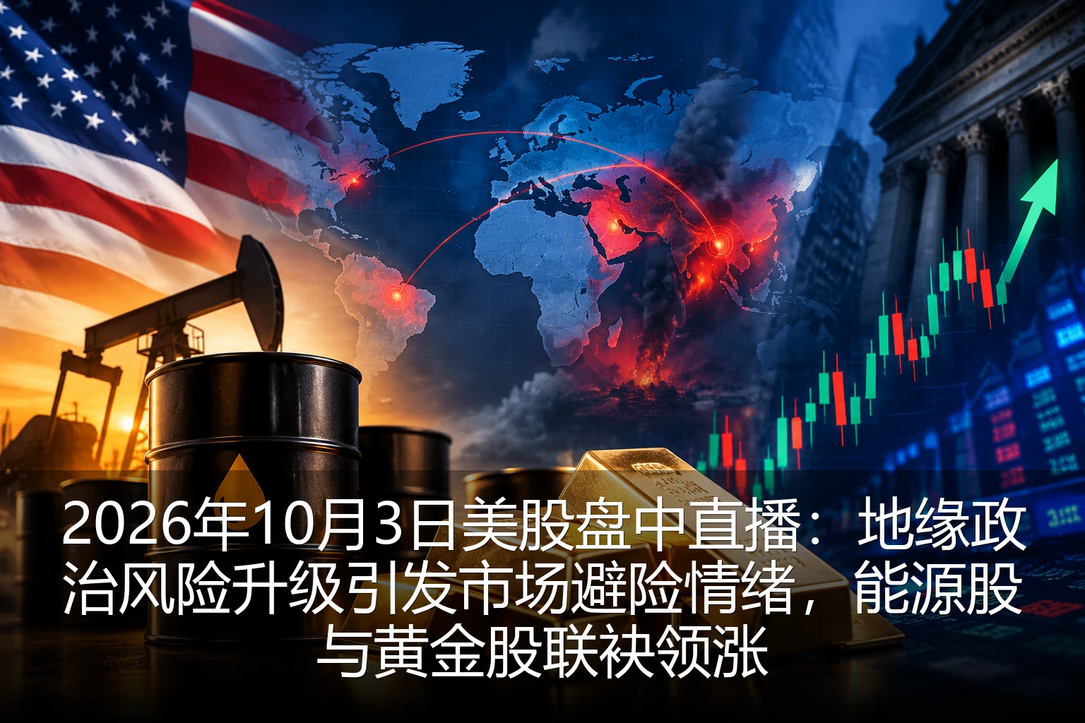 2026年10月3日美股盘中直播：地缘政治风险升级引发市场避险情绪，能源股与黄金股联袂领涨