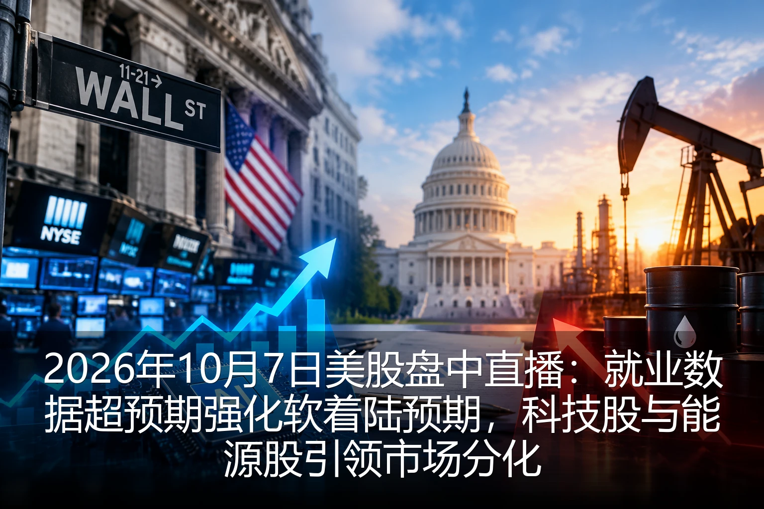 2026年10月7日美股盘中直播：就业数据超预期强化软着陆预期，科技股与能源股引领市场分化